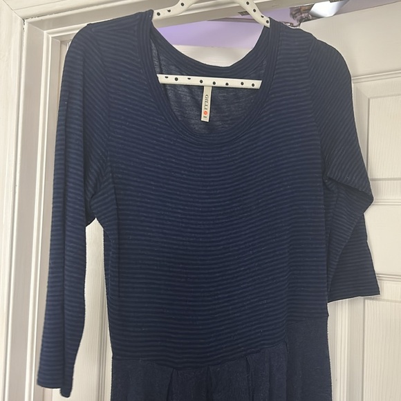 Navy ModCloth Gilli A-lined Dress 3/4 sleeves - Picture 3 of 10